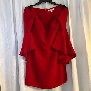 Beautiful red off the shoulder dress with tulip sleeves